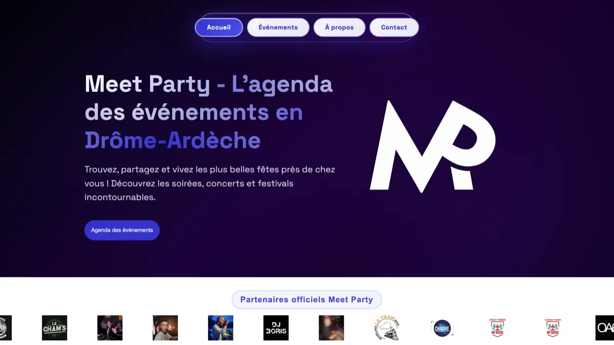 Application web événementielle Meet Party - Développement WebUnic Valence