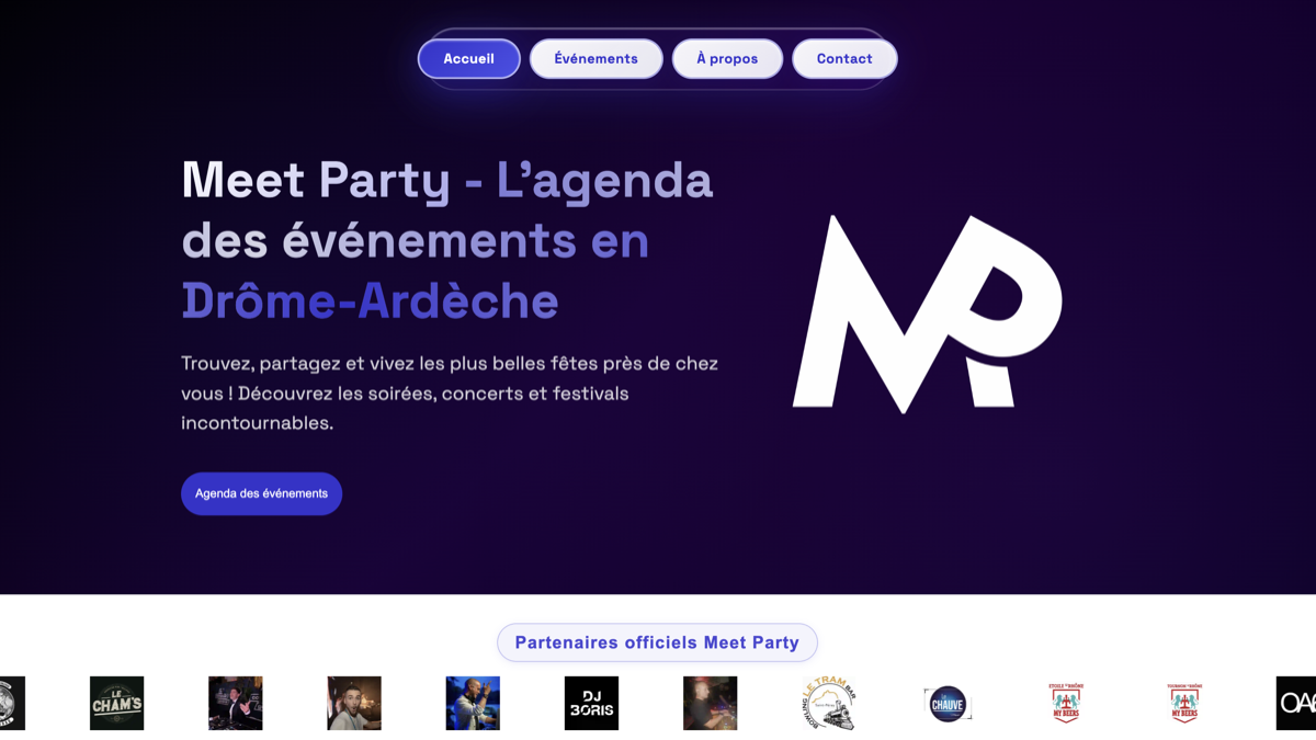 Application web événementielle Meet Party - Développement WebUnic Valence