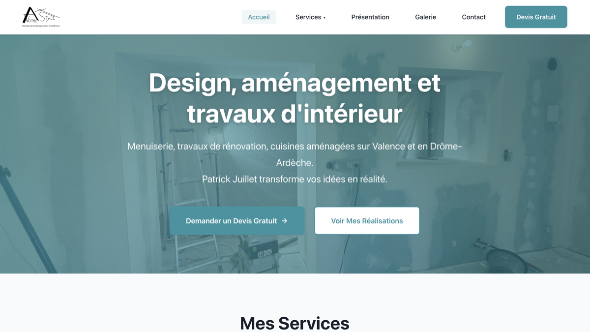 Site internet artisan À Votre Style Valence - Développement web WebUnic